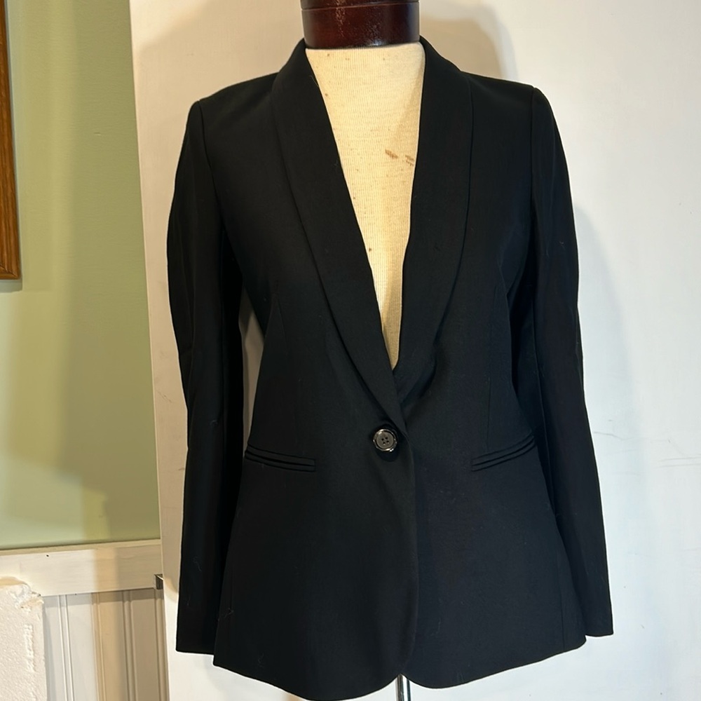 J. Crew Women Blazer Sports Jackets One Button Long Sleeve Pockets Black Size 00